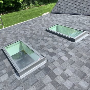 View of skylights installed on the roof of a house